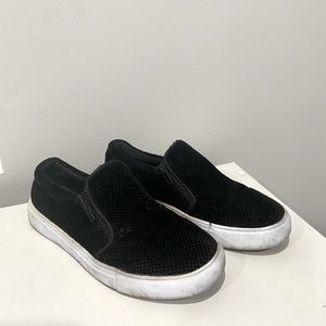 Black zip up platform flats